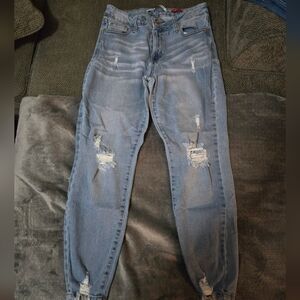 Celebrity Pink Light Blue Distressed Boyfriend Jeans